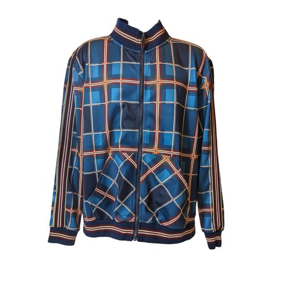 Stacy Adams Jacket Men XXL Blue Plaid Lightweight Track Full Zip Streetwear Bold - Picture 12 of 16